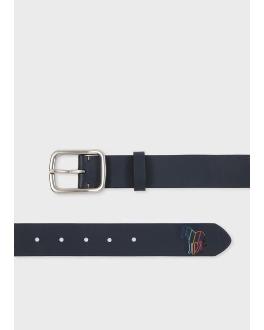 Paul Smith White 'Broad Stripe Zebra' Leather Belt for men