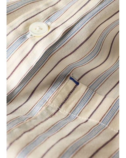 Paul Smith White Regular-Fit And Stripe Lyocell-Silk Shirt for men