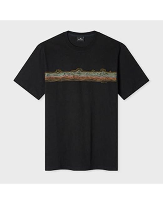 Paul Smith Black 'Desert Stripe' Print T-Shirt for men