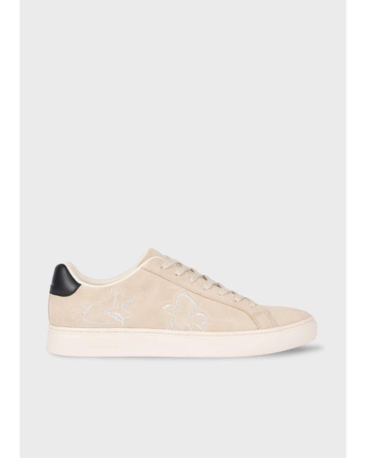 Paul Smith Natural Ecru Suede 'Rex' Embroidery Trainers for men
