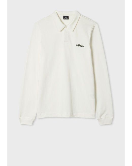 Paul Smith Cotton Logo Long-Sleeve Rugby Shirt in Natural for Men | Lyst UK