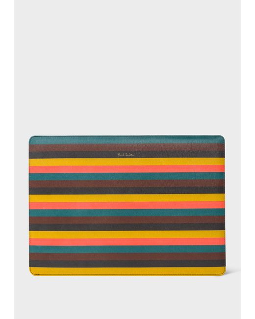 Paul Smith Gray X Native Union - 'artist Stripe' Leather Macbook Sleeve Multicolour for men
