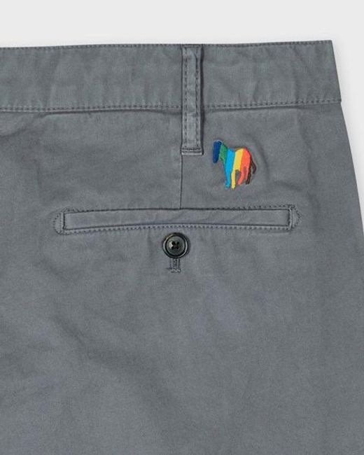 Paul Smith Gray Cotton-Twill 'Broad Stripe Zebra' Shorts for men
