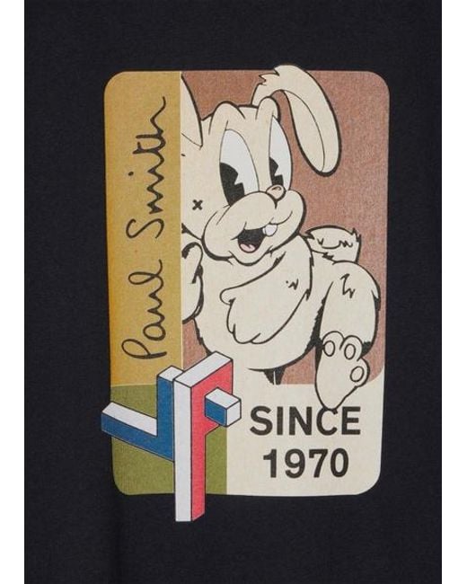 Paul Smith Black Slim-Fit '1970 Bunny' Print T-Shirt for men