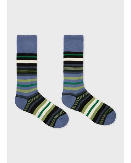 Paul Smith Blue Cotton-Blend Multi Stripe Socks for men