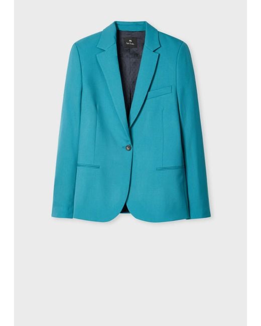 Paul Smith Blue Peacock Wool Hopsack Blazer