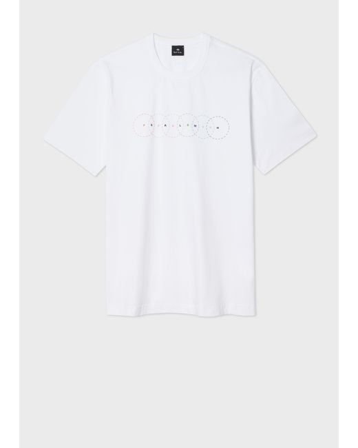 Paul Smith White Multi Circles Print T-Shirt for men