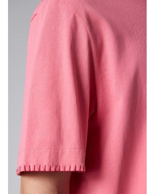 Paul Smith Pink Blanket-Stitch 'Happy' T-Shirt for men