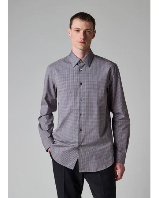 Paul Smith Gray Regular-Fit Gingham Shirt for men
