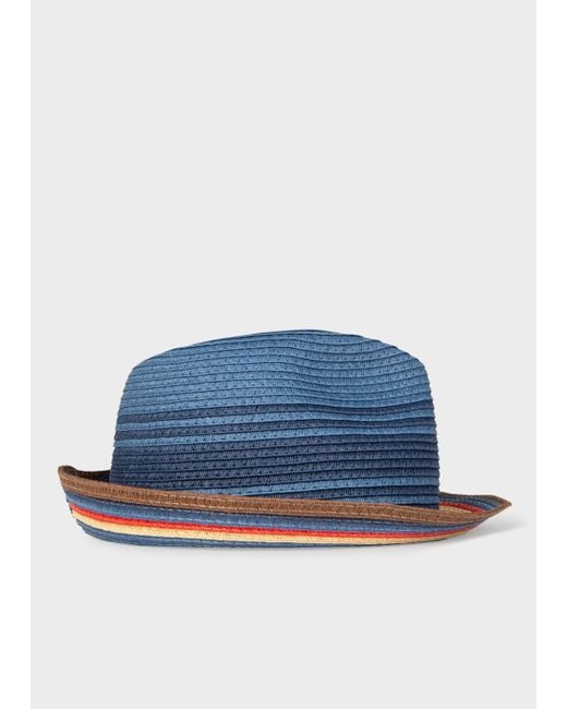 Paul Smith Men Hat Trilby Braided in Blue for Men