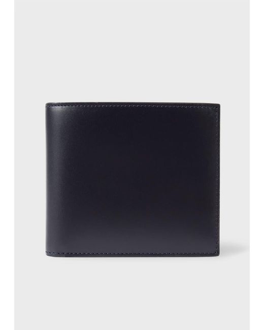 Paul Smith Blue Navy Leather Monogrammed Billfold Wallet for men