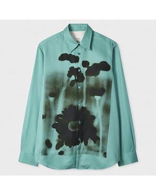Paul Smith Green 'Field Flowers' Print Lyocell Shirt for men