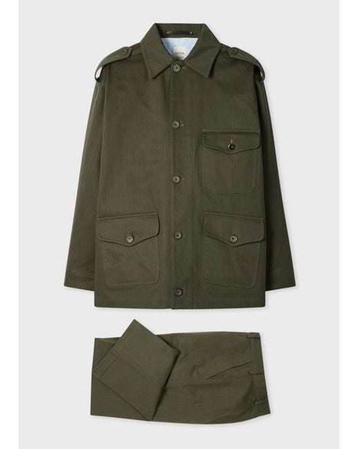 Paul Smith Green Khaki Cotton Herringbone Co-Ord for men