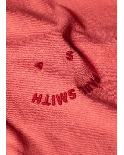 Paul Smith Pink Blanket-Stitch 'Happy' T-Shirt for men