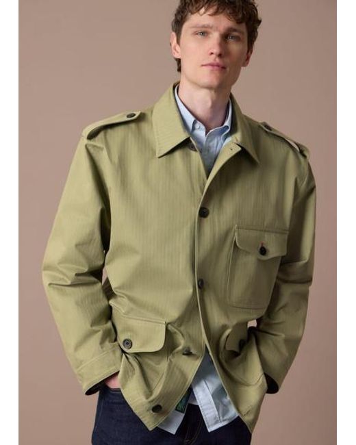 Paul Smith Blue Cotton Herringbone Field Jacket for men
