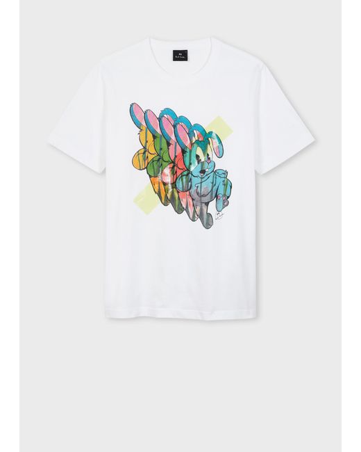 Paul Smith White 'Bunny Repeat' Print T-Shirt for men