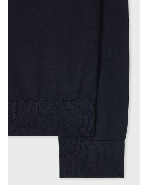Paul Smith Blue Dark Washable Wool 'Signature Stripe' Cardigan for men