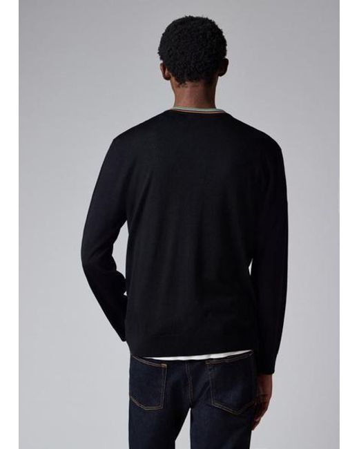 Paul Smith Blue Dark Washable Wool 'Signature Stripe' Cardigan for men