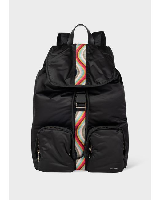 Paul Smith Women's Black Swirl Stripe Nylon Backpack