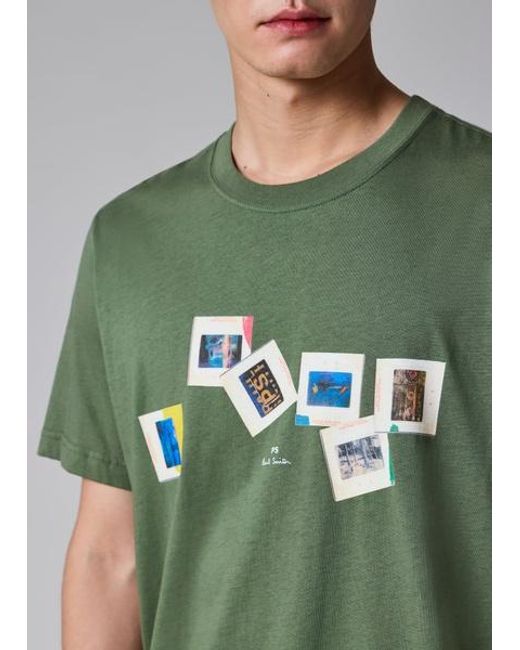 Paul Smith Blue Khaki 'Slides' T-Shirt for men