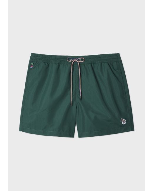 Paul Smith Green Dark Zebra Logo Swim Shorts for men