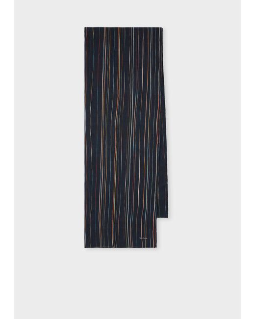 Paul Smith Blue Dark 'Signature Stripe' Scarf for men