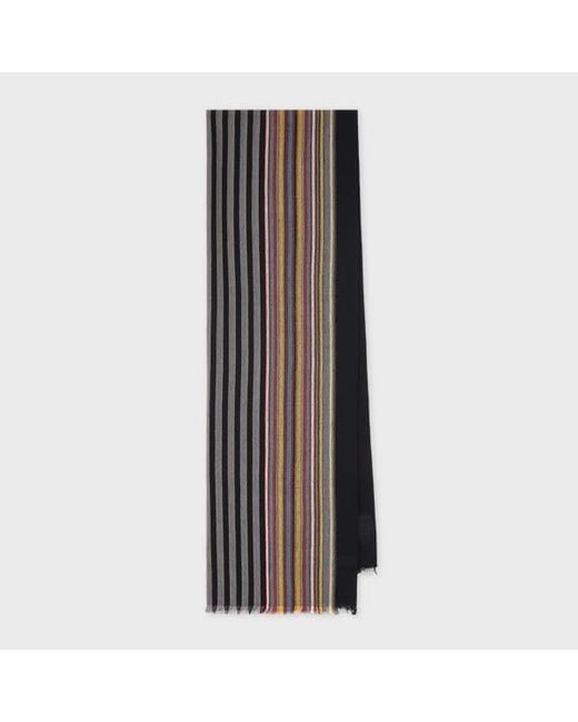 Paul Smith Brown Viscose-Wool 'Signature Stripe' Edge Scarf for men