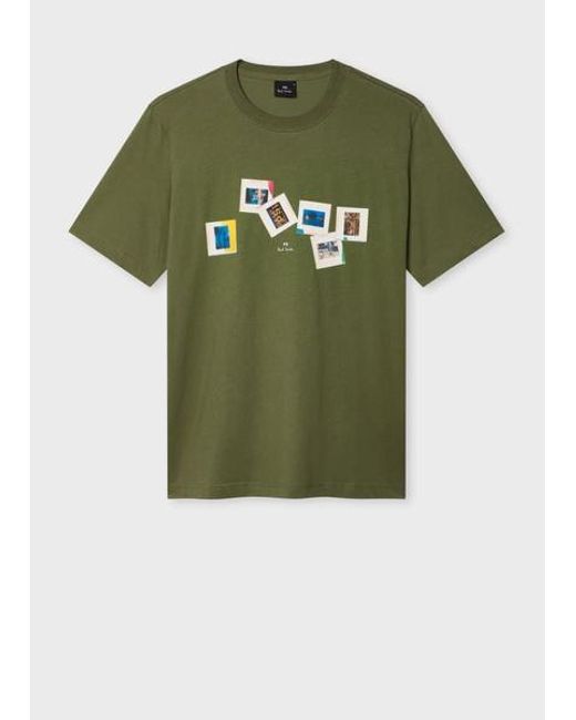 Paul Smith Blue Khaki 'Slides' T-Shirt for men