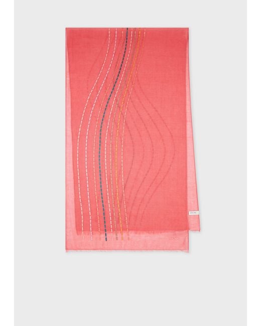 Paul Smith Pink Merino Wool 'Swirl' Scarf