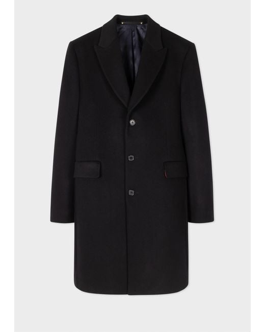 Paul Smith Black Wool And Cashmere Epsom Coat for men