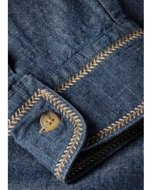 Paul Smith Blue Contrast-Stitch Shirt for men