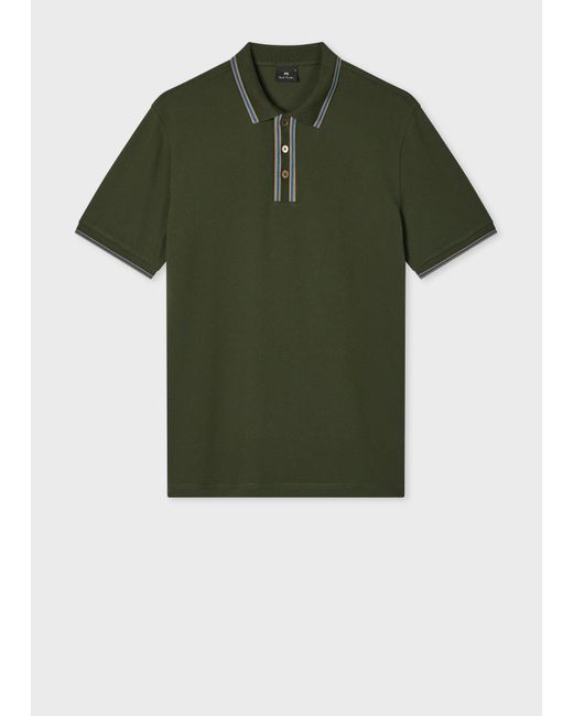 Paul Smith Green Cotton-Blend Polo Shirt for men