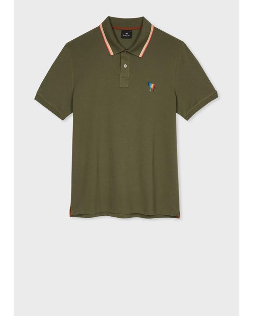 PS by Paul Smith Green Stretch-cotton 'broad Stripe Zebra' Polo Shirt for men