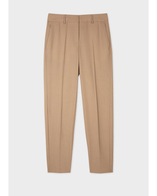PS by Paul Smith Natural Tapered-fit Brown Wool-hopsack Trousers