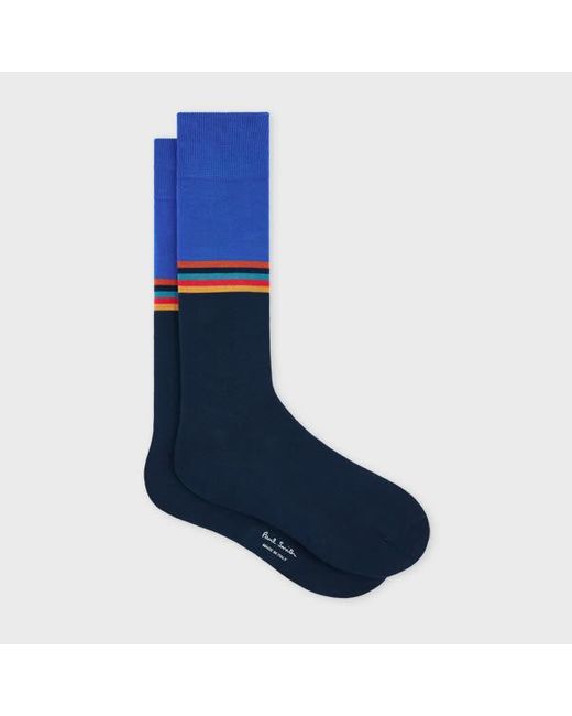 Paul Smith Blue Light And 'Artist Stripe' Colourblock Socks for men