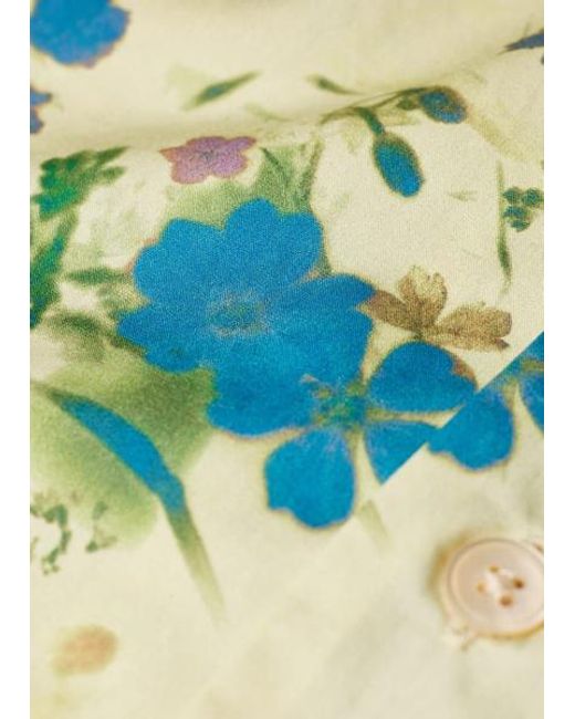 Paul Smith Blue Floral Print Short-Sleeve Shirt for men