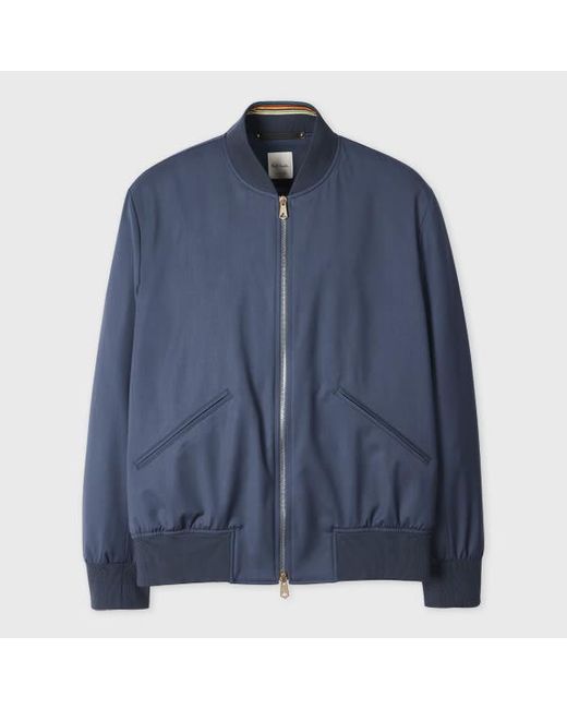 Paul Smith Blue 'Storm System' Wool Bomber Jacket for men