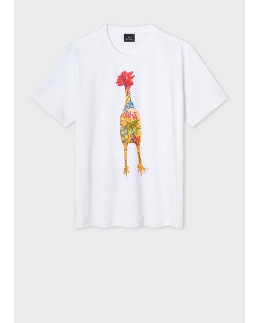 Paul Smith White 'Rubber Chicken' Print T-Shirt for men