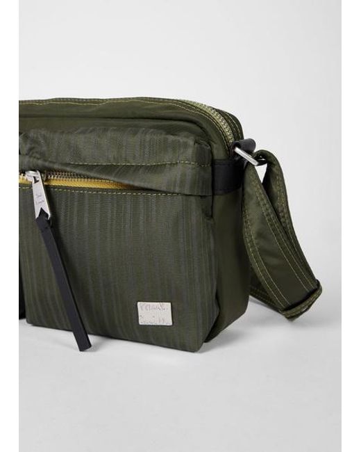 Paul Smith Green 'Laser Stripe' Recycled-Nylon Cross-Body Bag for men