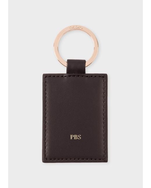 Paul Smith White Calf Leather Monogrammed Keyring