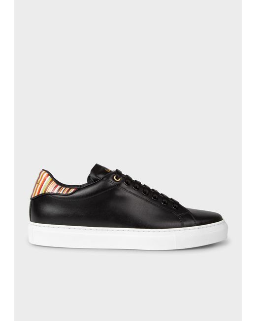Paul Smith Black Leather 'beck' Sneakers With 'signature Stripe' Heel Panels for men