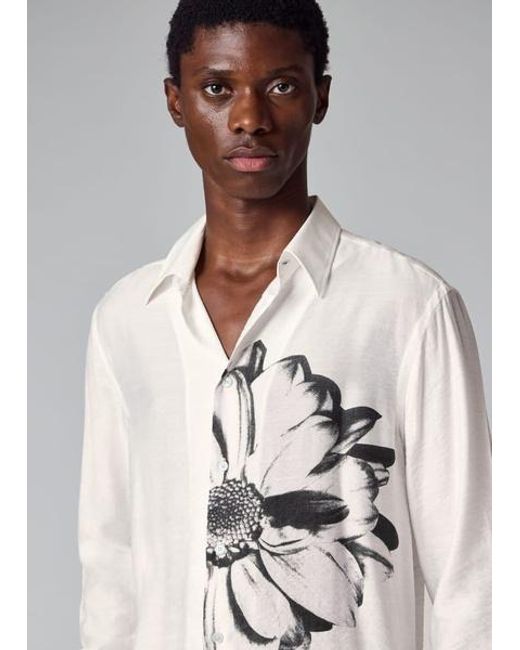 Paul Smith Gray Viscose-Blend 'Placement Daisy' Shirt for men
