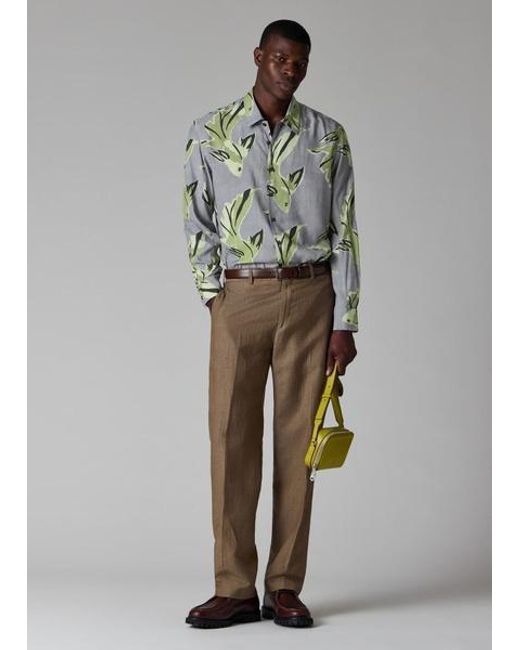 Paul Smith Gray 'Le Peche Fish' Print Viscose Shirt for men