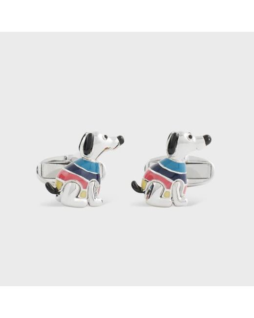 Paul Smith Blue 'Stripe Jumper' Dog Cufflinks for men