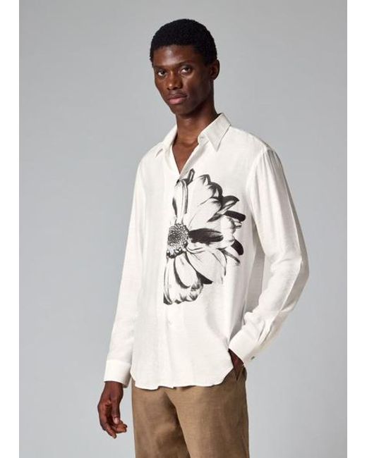 Paul Smith Gray Viscose-Blend 'Placement Daisy' Shirt for men