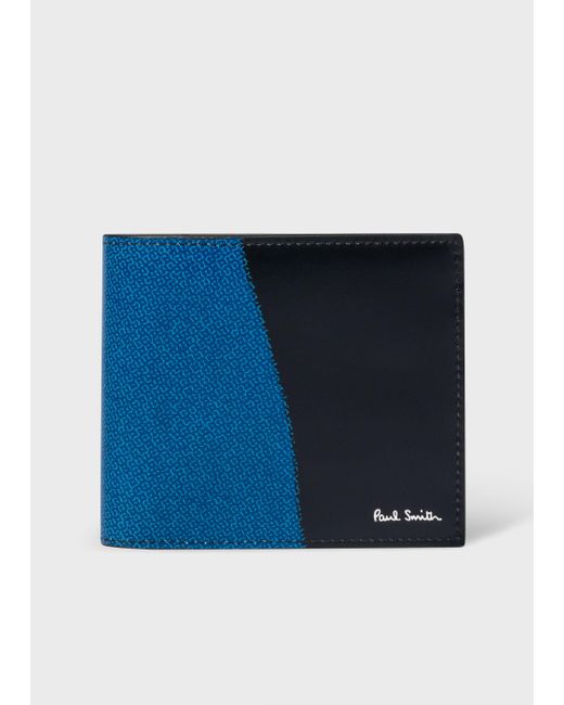 Paul Smith Blue 'rug' Print Leather Billfold Wallet