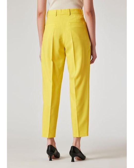 Paul Smith Yellow Wool Hopsack Pleated Trousers