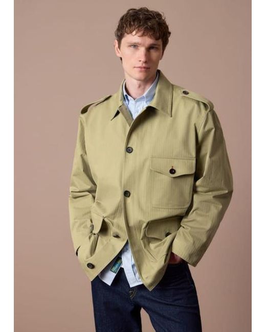 Paul Smith Blue Cotton Herringbone Field Jacket for men