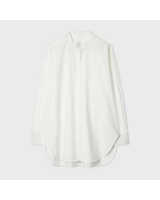 Paul Smith White Ecru Grandad Collar Oversized Shirt