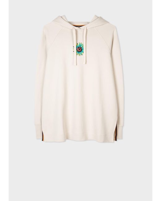 Paul Smith Natural Off White Cotton Hoodie With 'sunflower'